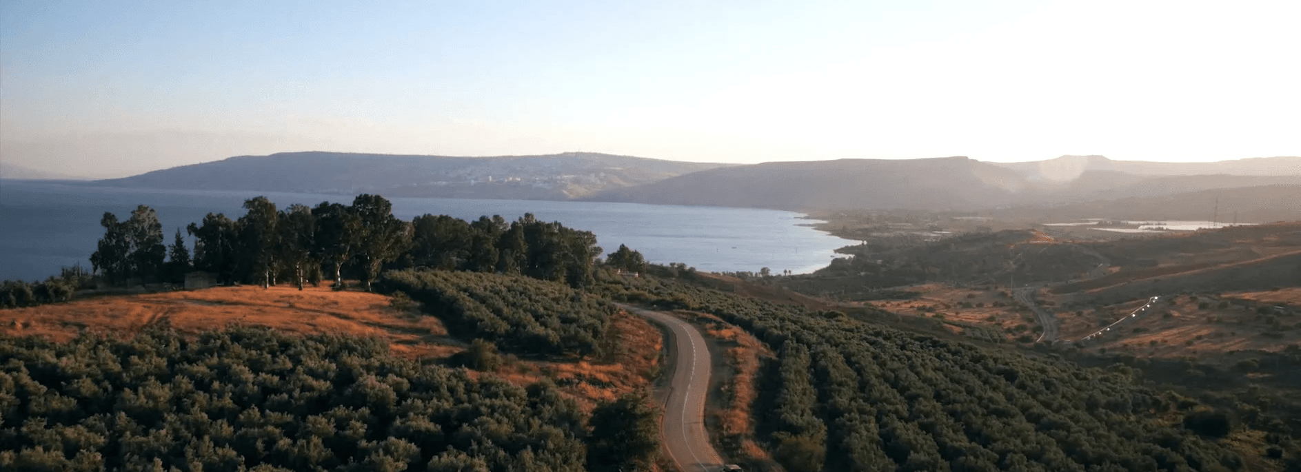 View of the Sea of Galilee from a neighboring hillside